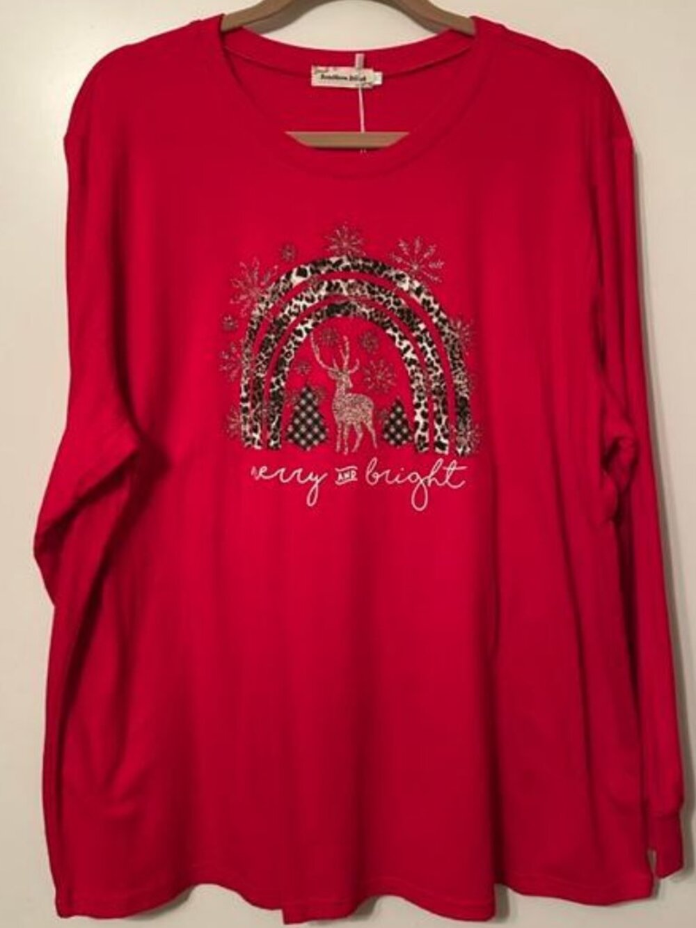 Southern Stitch Merry and Bright Holiday shirt, size 3XL